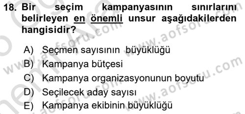 Marka İletişim Kampanyaları Dersi 2024 - 2025 Yılı (Vize) Ara Sınav Soruları 18. Soru