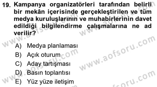 Marka İletişim Kampanyaları Dersi 2024 - 2025 Yılı (Vize) Ara Sınav Soruları 19. Soru