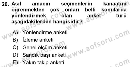Marka İletişim Kampanyaları Dersi 2024 - 2025 Yılı (Vize) Ara Sınav Soruları 20. Soru