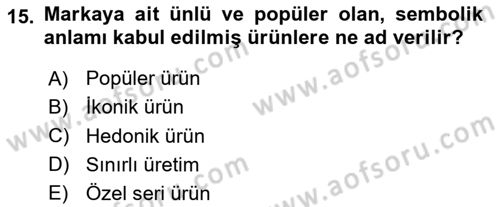 Marka İletişim Kampanyaları Dersi 2024 - 2025 Yılı (Final) Dönem Sonu Sınav Soruları 15. Soru