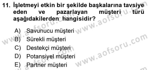 Marka İletişim Kampanyaları Dersi 2024 - 2025 Yılı Yaz Okulu Sınav Soruları 11. Soru
