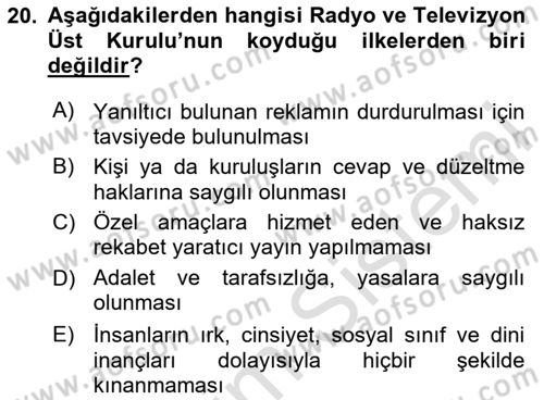 Marka İletişim Kampanyaları Dersi 2024 - 2025 Yılı Yaz Okulu Sınav Soruları 20. Soru