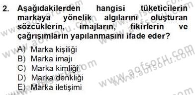 Marka İletişimi Tasarımı ve Uygulamaları Dersi 2012 - 2013 Yılı (Final) Dönem Sonu Sınav Soruları 2. Soru