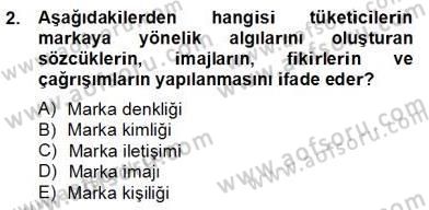 Marka İletişimi Tasarımı ve Uygulamaları Dersi 2013 - 2014 Yılı (Final) Dönem Sonu Sınav Soruları 2. Soru