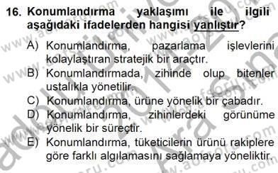 Marka İletişimi Tasarımı ve Uygulamaları Dersi 2014 - 2015 Yılı (Vize) Ara Sınav Soruları 16. Soru