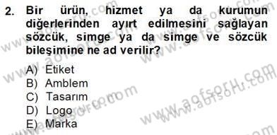 Marka İletişimi Tasarımı ve Uygulamaları Dersi 2014 - 2015 Yılı (Vize) Ara Sınav Soruları 2. Soru