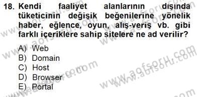 Marka İletişimi Tasarımı ve Uygulamaları Dersi 2014 - 2015 Yılı (Final) Dönem Sonu Sınav Soruları 18. Soru