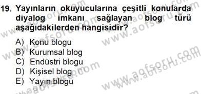 Marka İletişimi Tasarımı ve Uygulamaları Dersi 2014 - 2015 Yılı (Final) Dönem Sonu Sınav Soruları 19. Soru