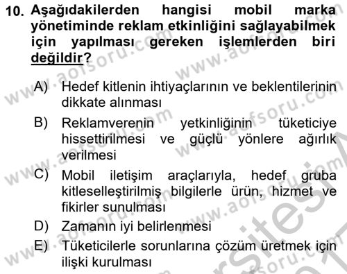 Marka İletişimi Tasarımı ve Uygulamaları Dersi 2016 - 2017 Yılı 3 Ders Sınav Soruları 10. Soru