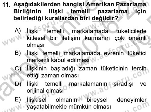 Marka İletişimi Tasarımı ve Uygulamaları Dersi 2016 - 2017 Yılı 3 Ders Sınav Soruları 11. Soru