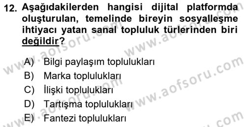 Marka İletişimi Tasarımı ve Uygulamaları Dersi 2016 - 2017 Yılı 3 Ders Sınav Soruları 12. Soru