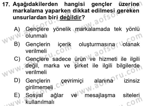Marka İletişimi Tasarımı ve Uygulamaları Dersi 2016 - 2017 Yılı 3 Ders Sınav Soruları 17. Soru