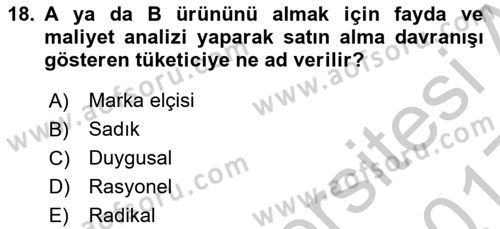 Marka İletişimi Tasarımı ve Uygulamaları Dersi 2016 - 2017 Yılı 3 Ders Sınav Soruları 18. Soru