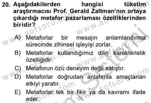 Marka İletişimi Tasarımı ve Uygulamaları Dersi 2016 - 2017 Yılı 3 Ders Sınav Soruları 20. Soru