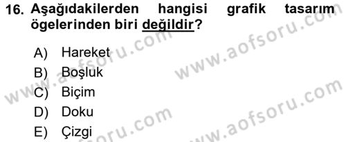 Marka İletişimi Tasarımı ve Uygulamaları Dersi 2016 - 2017 Yılı (Vize) Ara Sınav Soruları 16. Soru