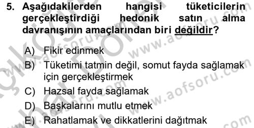 Marka İletişimi Tasarımı ve Uygulamaları Dersi 2016 - 2017 Yılı (Vize) Ara Sınav Soruları 5. Soru