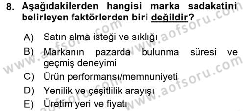 Marka İletişimi Tasarımı ve Uygulamaları Dersi 2016 - 2017 Yılı (Vize) Ara Sınav Soruları 8. Soru