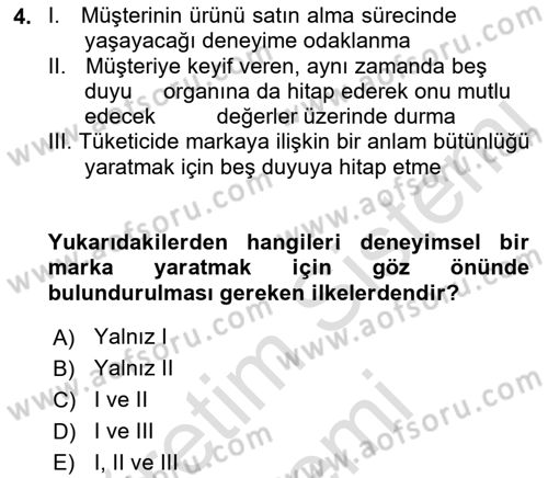 Marka İletişimi Tasarımı ve Uygulamaları Dersi 2016 - 2017 Yılı (Final) Dönem Sonu Sınav Soruları 4. Soru