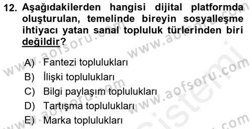 Marka İletişimi Tasarımı ve Uygulamaları Dersi 2017 - 2018 Yılı 3 Ders Sınav Soruları 12. Soru
