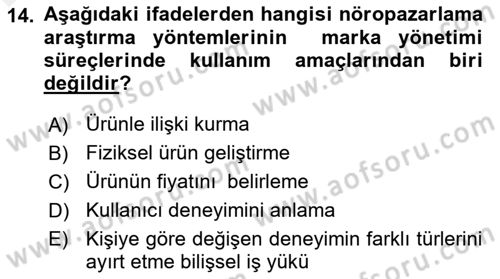 Marka İletişimi Tasarımı ve Uygulamaları Dersi 2017 - 2018 Yılı 3 Ders Sınav Soruları 14. Soru