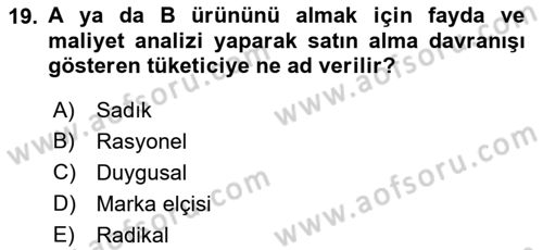 Marka İletişimi Tasarımı ve Uygulamaları Dersi 2017 - 2018 Yılı 3 Ders Sınav Soruları 19. Soru