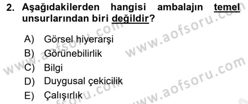 Marka İletişimi Tasarımı ve Uygulamaları Dersi 2017 - 2018 Yılı 3 Ders Sınav Soruları 2. Soru