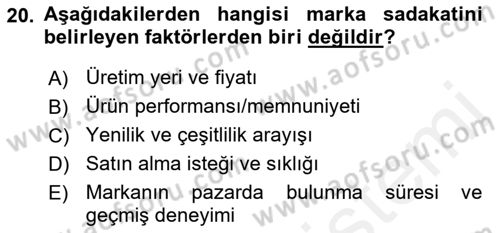Marka İletişimi Tasarımı ve Uygulamaları Dersi 2017 - 2018 Yılı 3 Ders Sınav Soruları 20. Soru