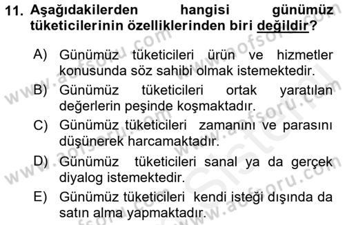 Marka İletişimi Tasarımı ve Uygulamaları Dersi 2017 - 2018 Yılı (Vize) Ara Sınav Soruları 11. Soru