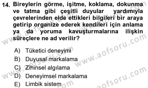 Marka İletişimi Tasarımı ve Uygulamaları Dersi 2017 - 2018 Yılı (Vize) Ara Sınav Soruları 14. Soru