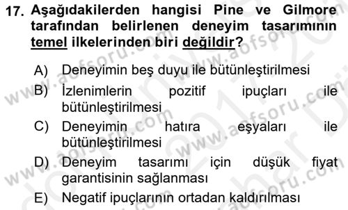 Marka İletişimi Tasarımı ve Uygulamaları Dersi 2017 - 2018 Yılı (Vize) Ara Sınav Soruları 17. Soru