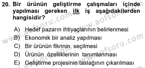 Marka İletişimi Tasarımı ve Uygulamaları Dersi 2017 - 2018 Yılı (Vize) Ara Sınav Soruları 20. Soru