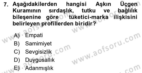 Marka İletişimi Tasarımı ve Uygulamaları Dersi 2017 - 2018 Yılı (Vize) Ara Sınav Soruları 7. Soru