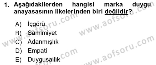 Marka İletişimi Tasarımı ve Uygulamaları Dersi 2018 - 2019 Yılı 3 Ders Sınav Soruları 1. Soru