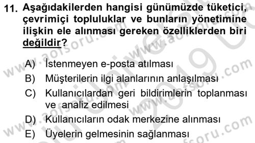 Marka İletişimi Tasarımı ve Uygulamaları Dersi 2018 - 2019 Yılı 3 Ders Sınav Soruları 11. Soru