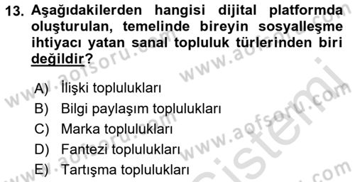 Marka İletişimi Tasarımı ve Uygulamaları Dersi 2018 - 2019 Yılı 3 Ders Sınav Soruları 13. Soru