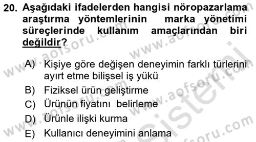 Marka İletişimi Tasarımı ve Uygulamaları Dersi 2018 - 2019 Yılı 3 Ders Sınav Soruları 20. Soru