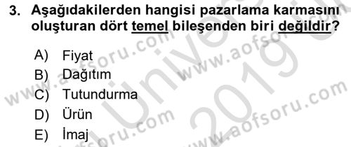 Marka İletişimi Tasarımı ve Uygulamaları Dersi 2018 - 2019 Yılı 3 Ders Sınav Soruları 3. Soru