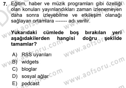 Marka İletişimi Tasarımı ve Uygulamaları Dersi 2018 - 2019 Yılı 3 Ders Sınav Soruları 7. Soru