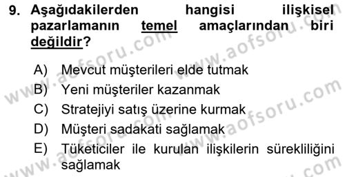 Marka İletişimi Tasarımı ve Uygulamaları Dersi 2018 - 2019 Yılı 3 Ders Sınav Soruları 9. Soru
