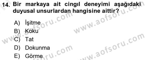 Marka İletişimi Tasarımı ve Uygulamaları Dersi 2018 - 2019 Yılı (Vize) Ara Sınavı 14. Soru