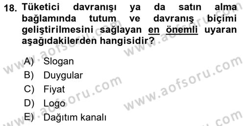 Marka İletişimi Tasarımı ve Uygulamaları Dersi 2018 - 2019 Yılı (Vize) Ara Sınavı 18. Soru