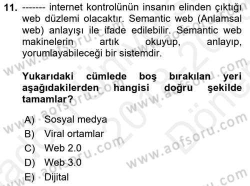 Marka İletişimi Tasarımı ve Uygulamaları Dersi 2018 - 2019 Yılı (Final) Dönem Sonu Sınav Soruları 11. Soru