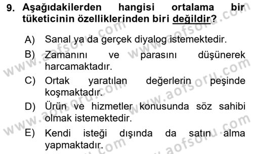 Marka İletişimi Tasarımı ve Uygulamaları Dersi 2018 - 2019 Yılı (Final) Dönem Sonu Sınav Soruları 9. Soru