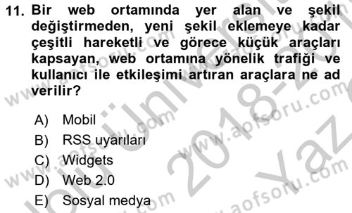 Marka İletişimi Tasarımı ve Uygulamaları Dersi 2018 - 2019 Yılı Yaz Okulu Sınav Soruları 11. Soru