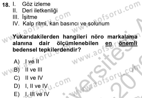 Marka İletişimi Tasarımı ve Uygulamaları Dersi 2018 - 2019 Yılı Yaz Okulu Sınav Soruları 18. Soru