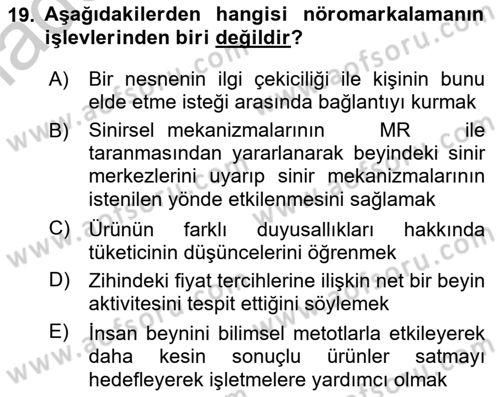 Marka İletişimi Tasarımı ve Uygulamaları Dersi 2018 - 2019 Yılı Yaz Okulu Sınav Soruları 19. Soru
