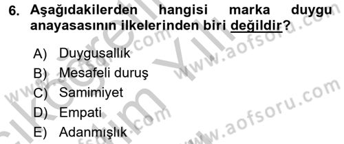 Marka İletişimi Tasarımı ve Uygulamaları Dersi 2018 - 2019 Yılı Yaz Okulu Sınav Soruları 6. Soru