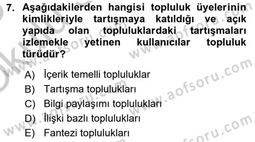 Marka İletişimi Tasarımı ve Uygulamaları Dersi 2018 - 2019 Yılı Yaz Okulu Sınav Soruları 7. Soru