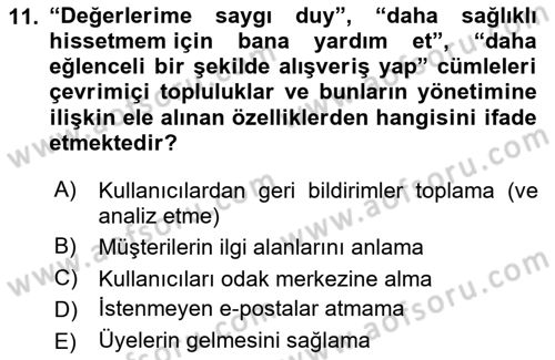 Marka İletişimi Tasarımı ve Uygulamaları Dersi 2020 - 2021 Yılı Yaz Okulu Sınav Soruları 11. Soru