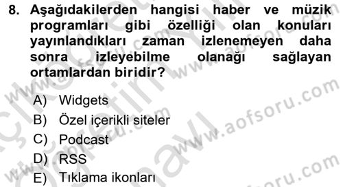Marka İletişimi Tasarımı ve Uygulamaları Dersi 2020 - 2021 Yılı Yaz Okulu Sınav Soruları 8. Soru
